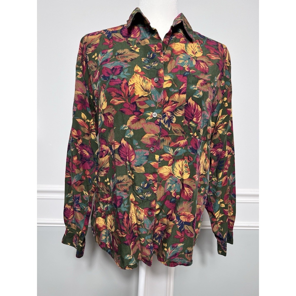 Vintage 90's GAP Dark Floral Shirt-Button Up-SMALL-Cottagecore Grunge Fall Artsy